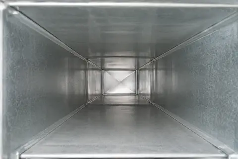Spotless galvanized air duct after professional cleaning
